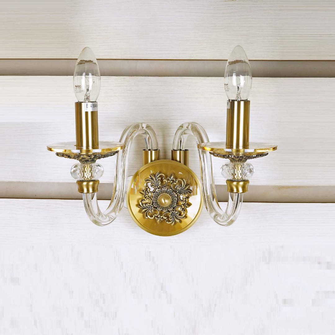 Ascoli Double Arms Wall Light With Crystal Dised on Arms