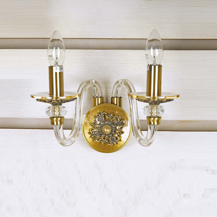 Ascoli Double Arms Wall Light With Crystal Dised on Arms