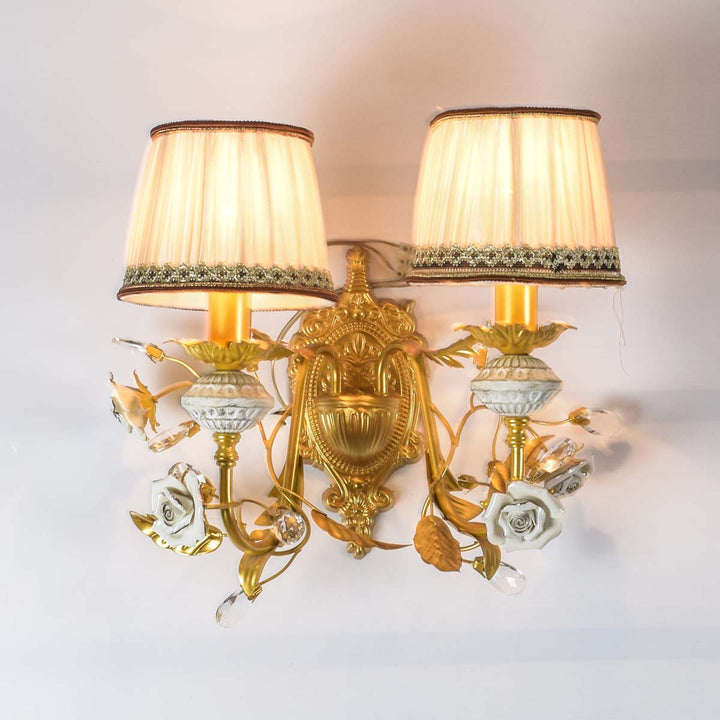 Hinesville bright gold painted double arms wall light