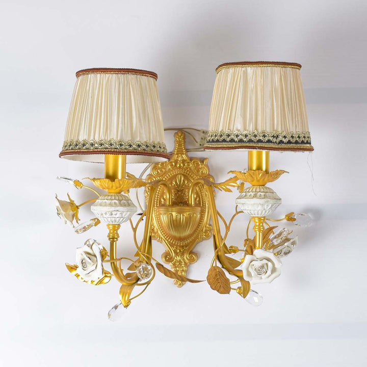 Hinesville bright gold painted double arms wall light