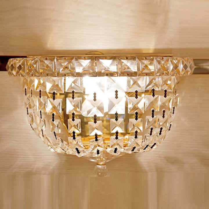 Caserta Brass Polish Finished Crystal Beads Wall Light