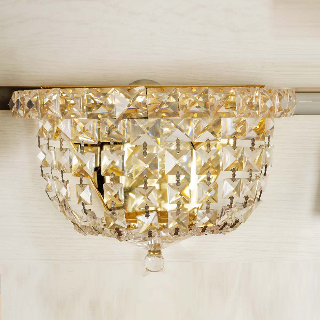 Caserta Brass Polish Finished Crystal Beads Wall Light