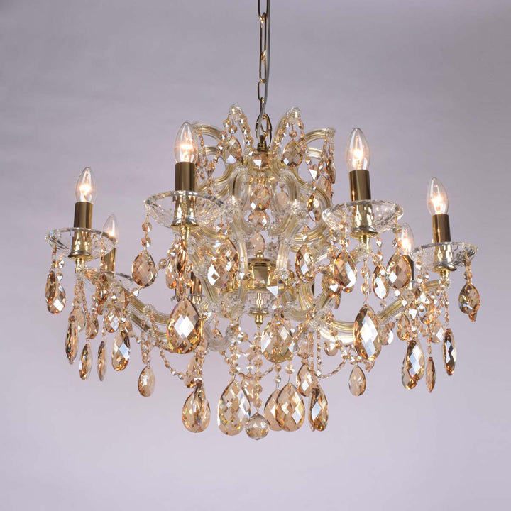 Dora 8 Lights Honey Crystals Decorated Maria Theresa Chandelier Light