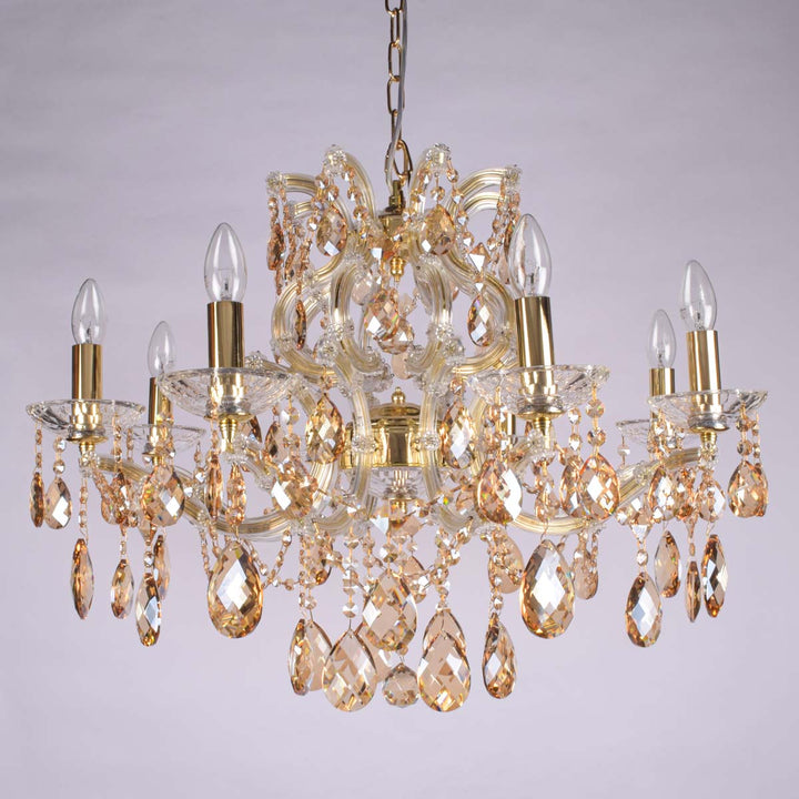 Dora 8 Lights Honey Crystals Decorated Maria Theresa Chandelier Light