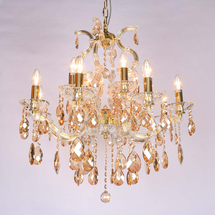 Dayton Honey Crystals Decorated 12 Lights Maria Theresa Chandelier Light