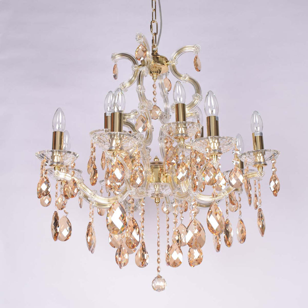 Dayton Honey Crystals Decorated 12 Lights Maria Theresa Chandelier Light