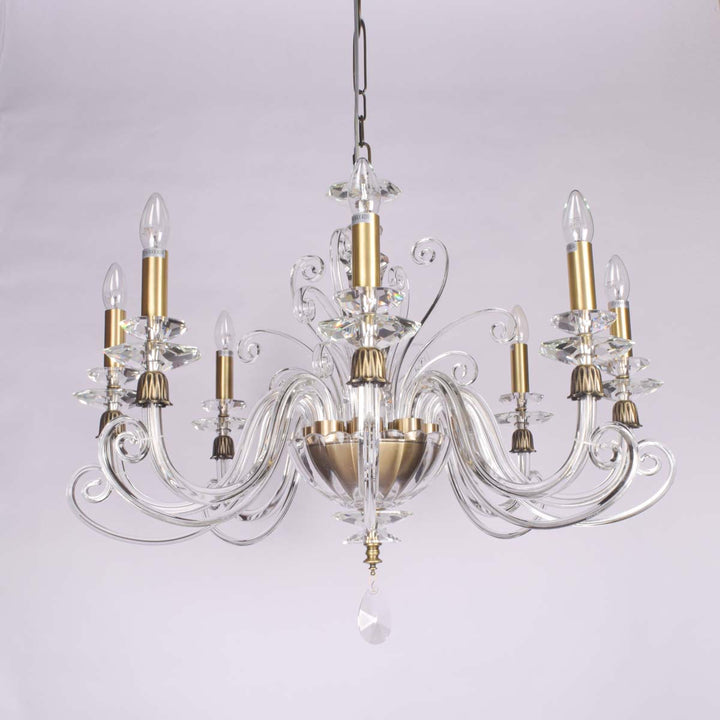 Cyclo 8 Lights Glass And Crystals Chandelier Light