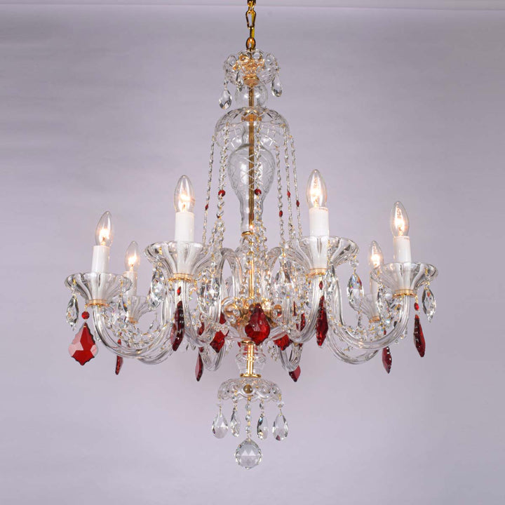 Glitz 8 Lights Glass And Crystal Chandelier Light