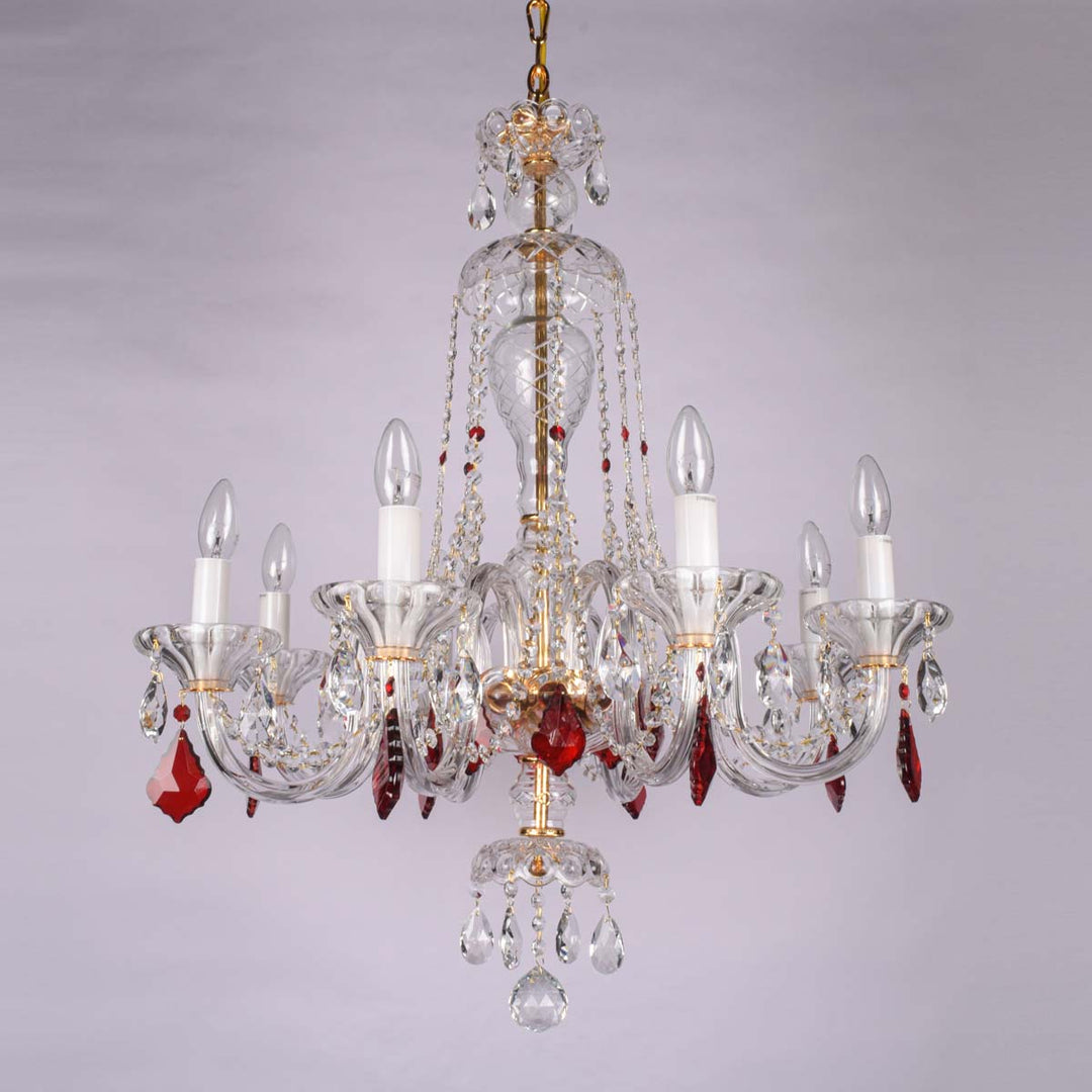 Glitz 8 Lights Glass And Crystal Chandelier Light