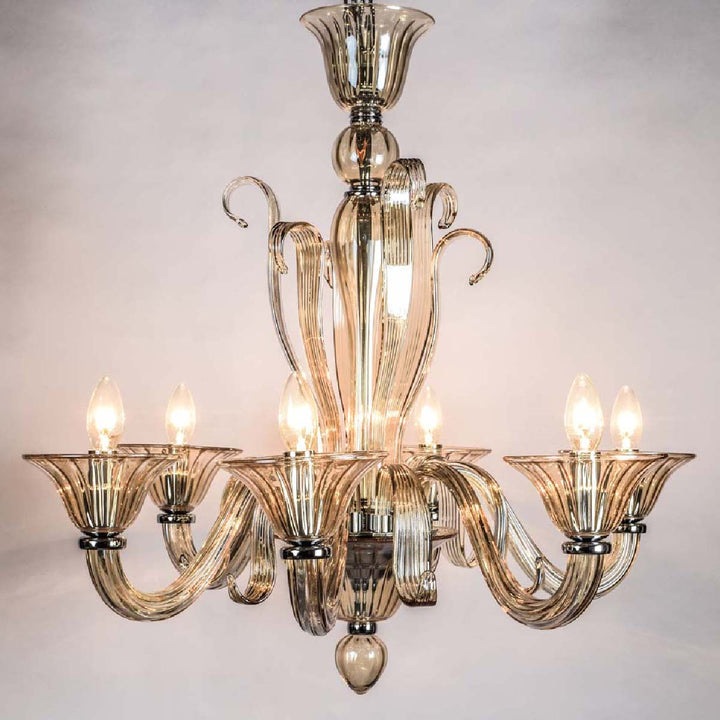 Dyno 6 Lights Champagne Colored Glass Chandelier Light