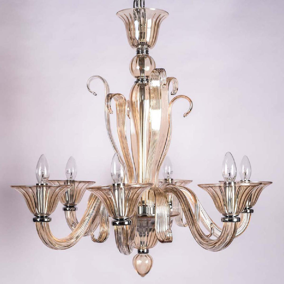 Dyno 6 Lights Champagne Colored Glass Chandelier Light