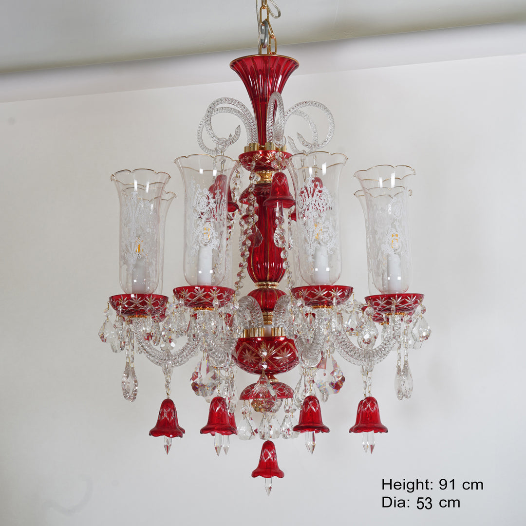 SKILLERN 8 lights glass and crystal chandelier