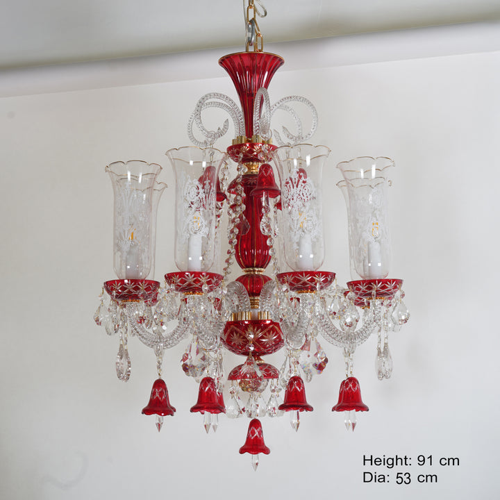 SKILLERN 8 lights glass and crystal chandelier