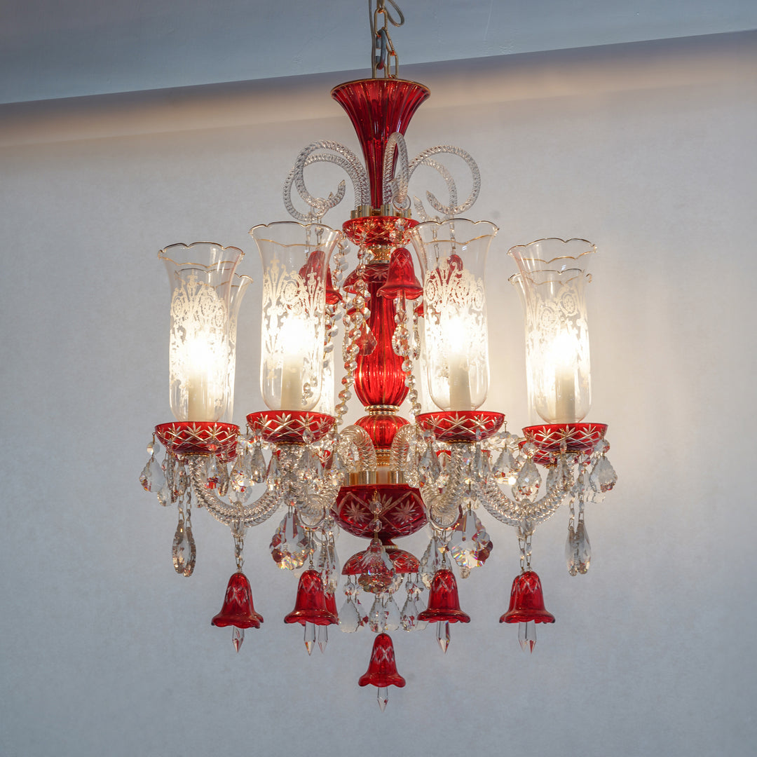 SKILLERN 8 lights glass and crystal chandelier