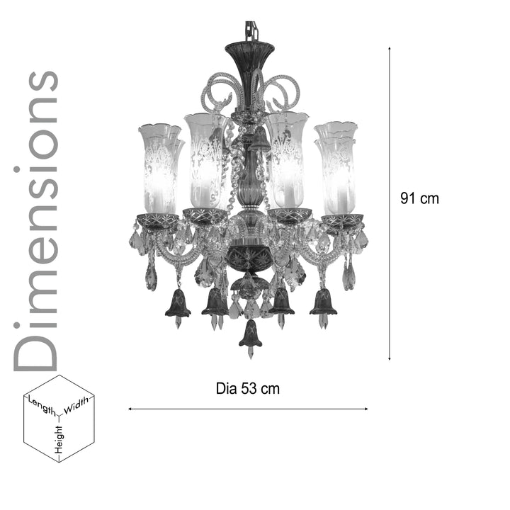 SKILLERN 8 lights glass and crystal chandelier