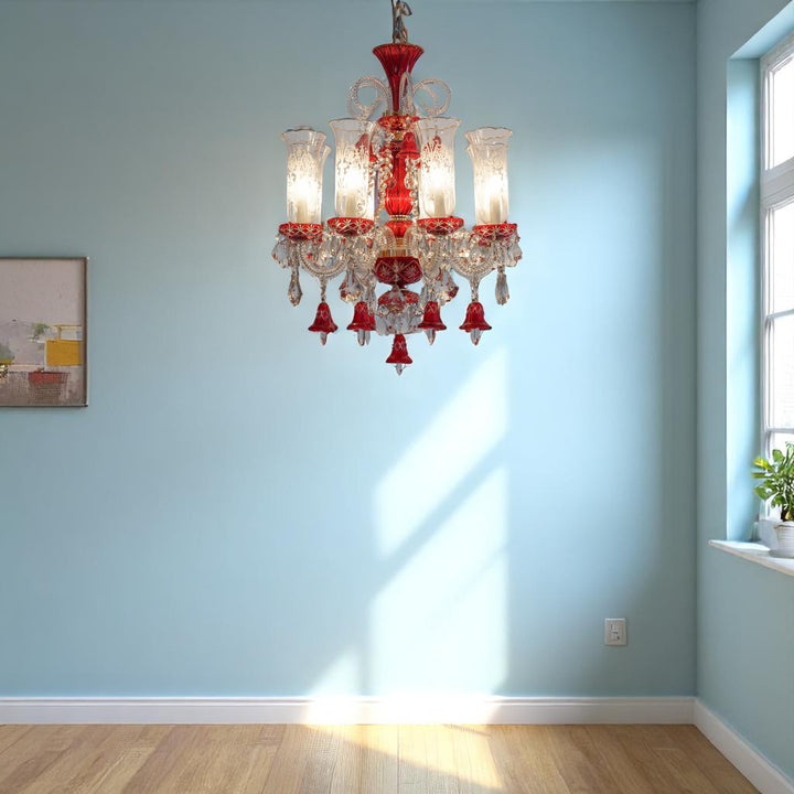 SKILLERN 8 lights glass and crystal chandelier