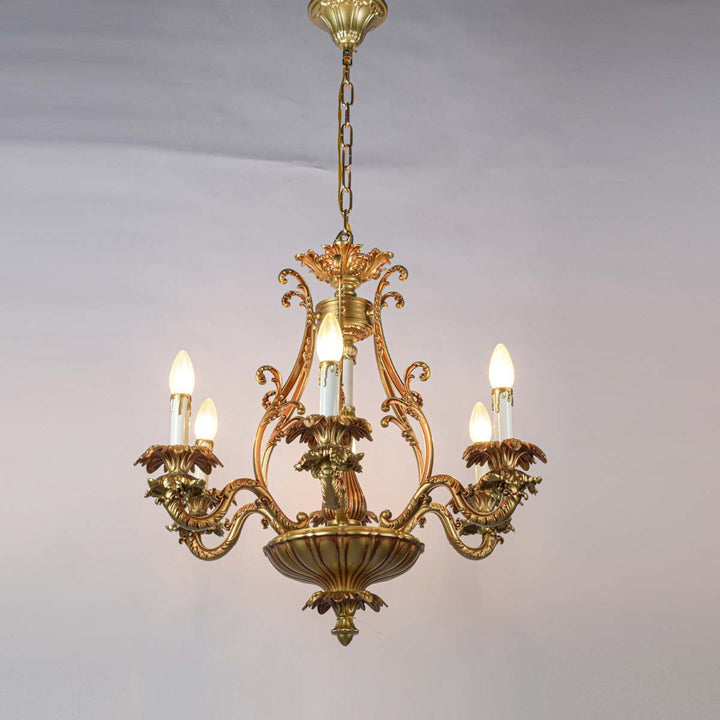 Leonis 6 Arms French Gold Ant Chandelier Light