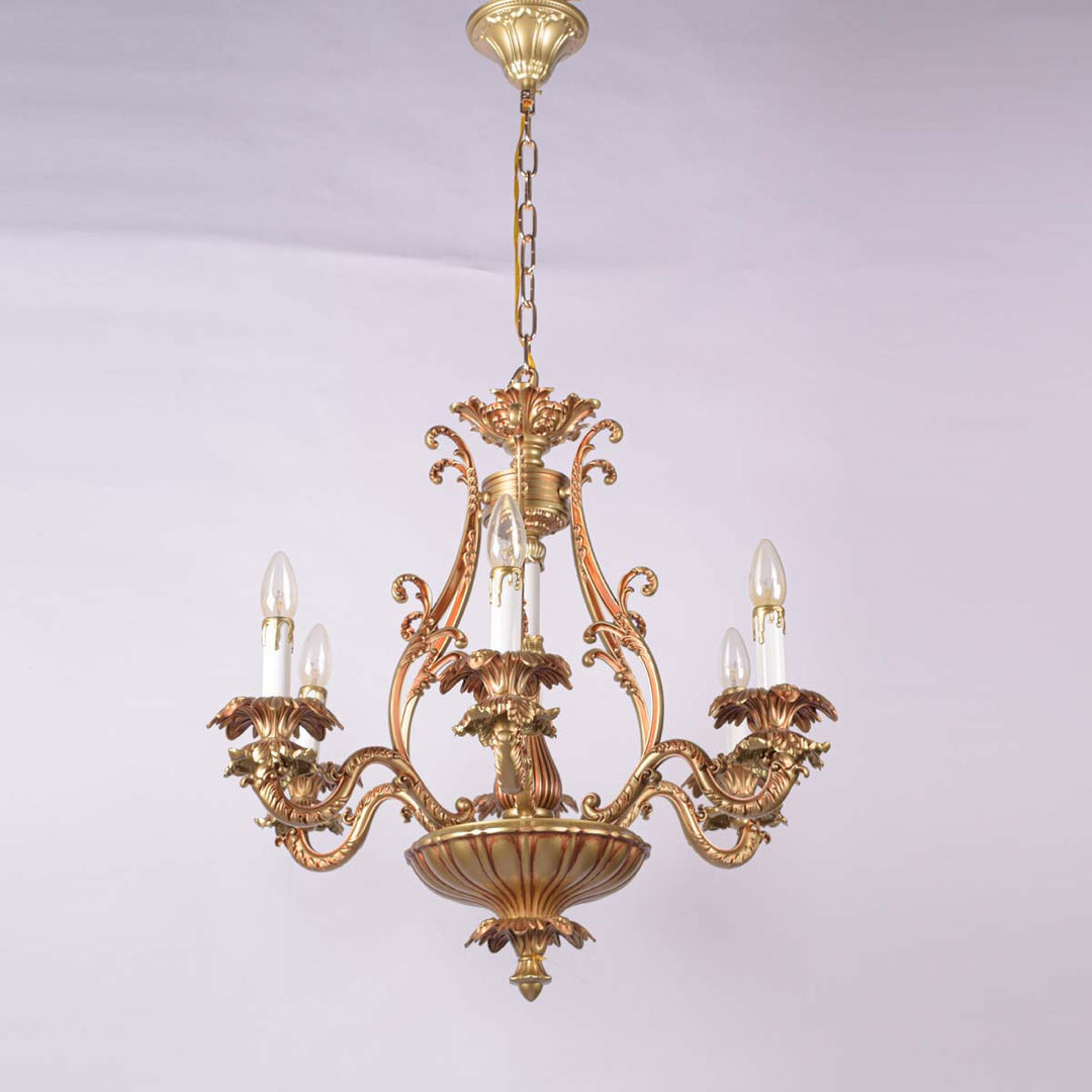 Leonis 6 Arms French Gold Ant Chandelier Light