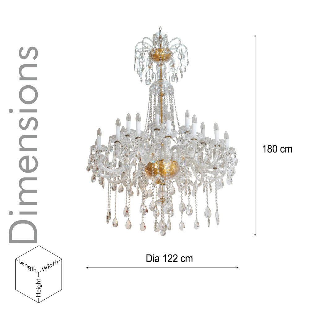 AIGLA 16+8 arms glass and crystal chandelier Light