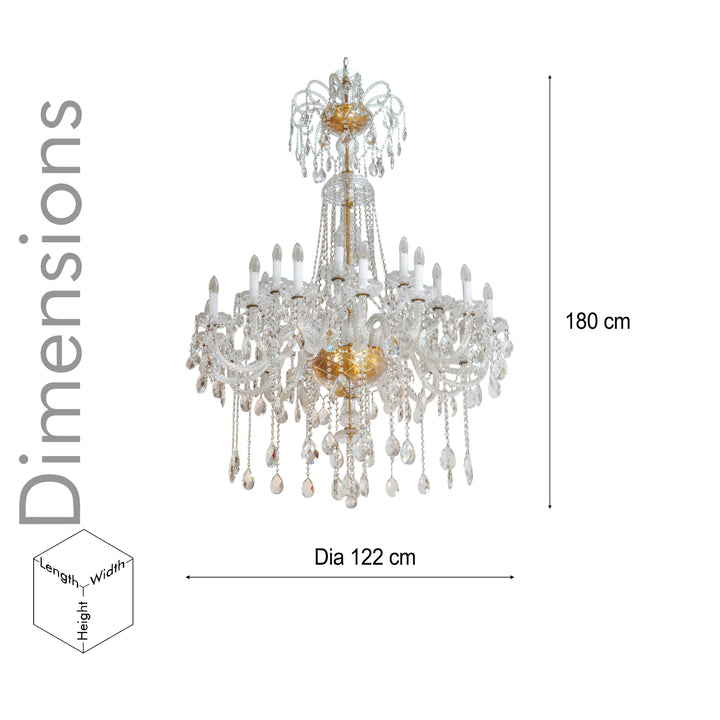 AIGLA 16+8 arms glass and crystal chandelier Light