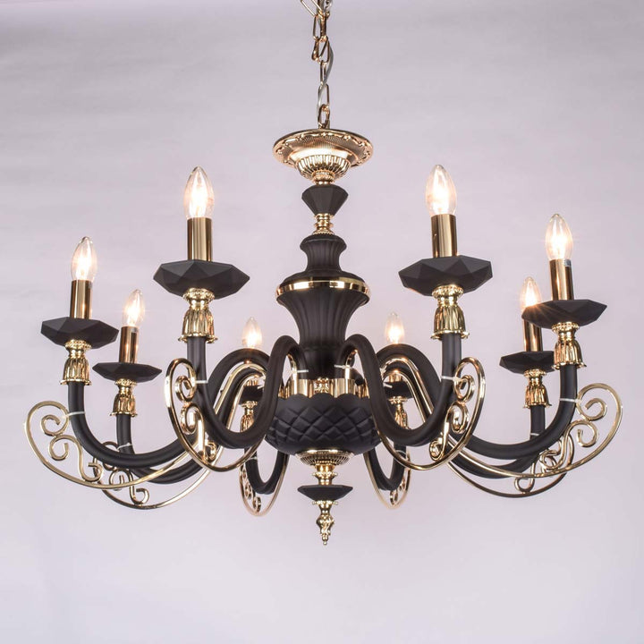 Estelle 8 Lights Solid Black Crystal Chandelier Light