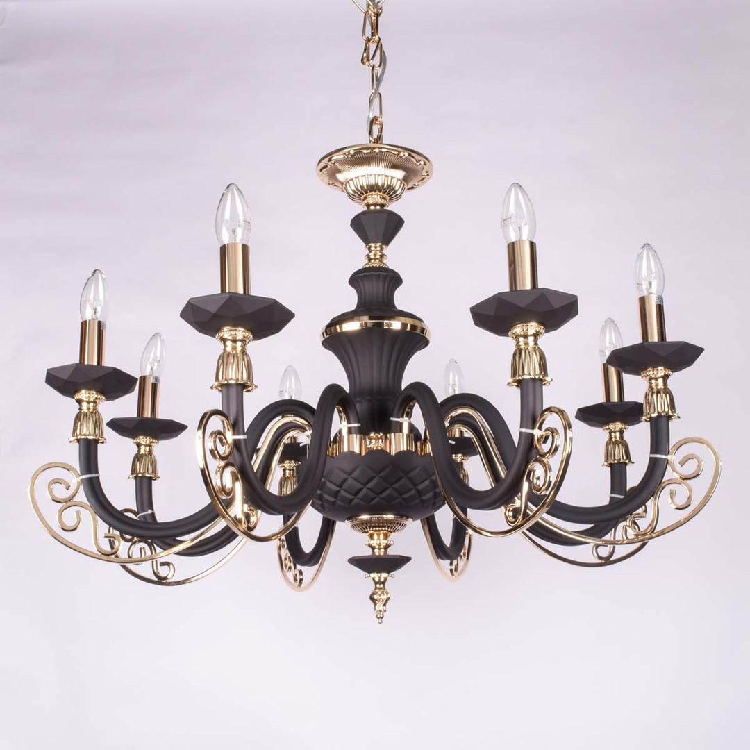 Estelle 8 Lights Solid Black Crystal Chandelier Light