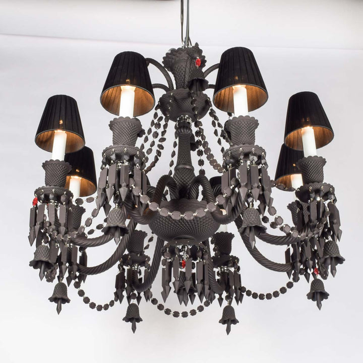 Garrick 8 lights solid black crystal chandelier light