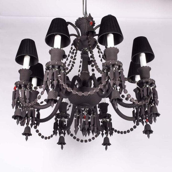 Garrick 8 lights solid black crystal chandelier light