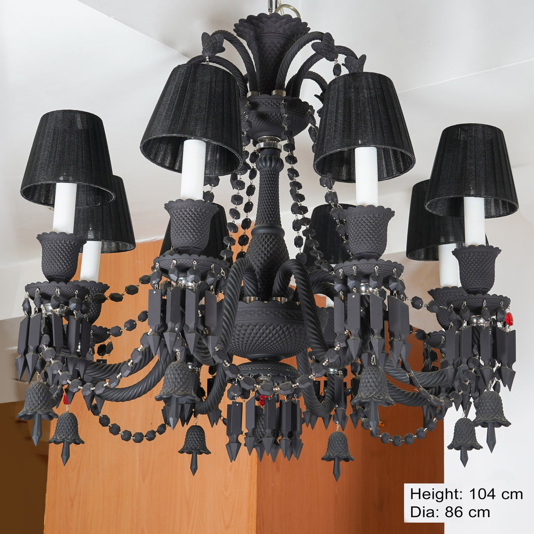GARRICK 8 lights solid black crystal chandelier light