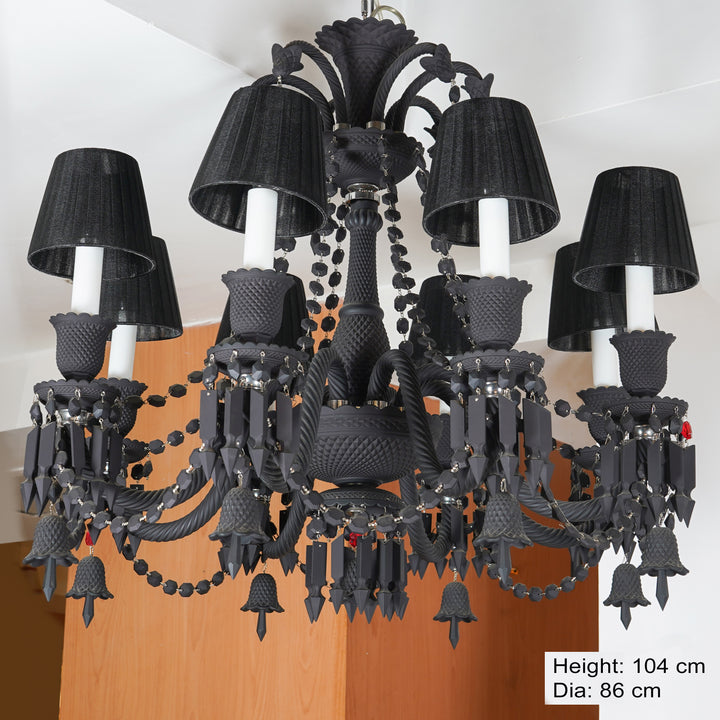 GARRICK 8 lights solid black crystal chandelier light