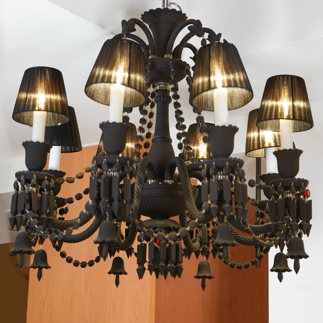 GARRICK 8 lights solid black crystal chandelier light