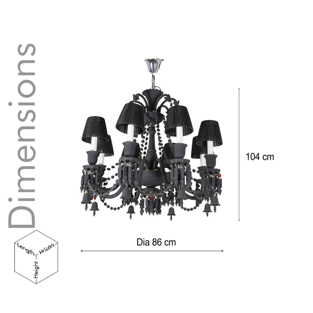 GARRICK 8 lights solid black crystal chandelier light