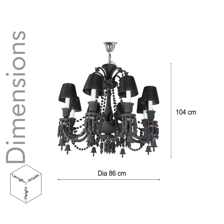 GARRICK 8 lights solid black crystal chandelier light