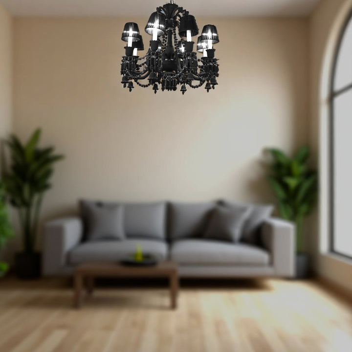 GARRICK 8 lights solid black crystal chandelier light