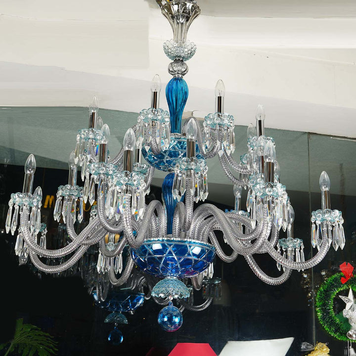 Maypole 8+8+8 Lights Glass And Crystal Chandelier.