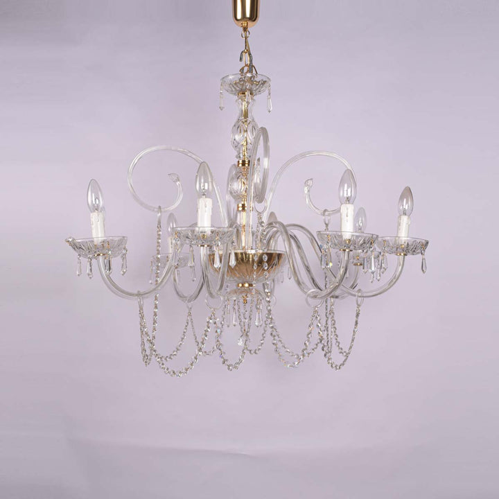 Petra 8 Arms Clear Glass With Clear Crystals Chandelier Light