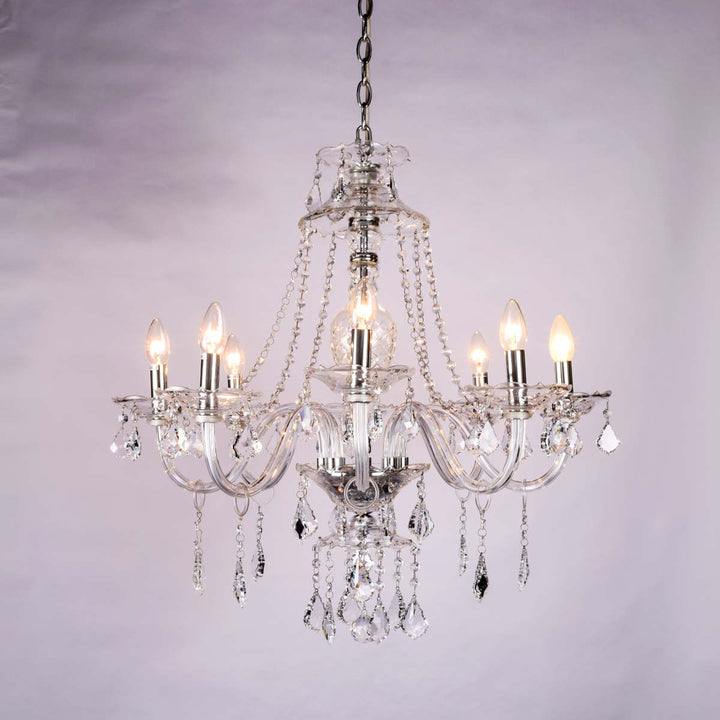 Jade 8 lights clear glass and crystals chandelier