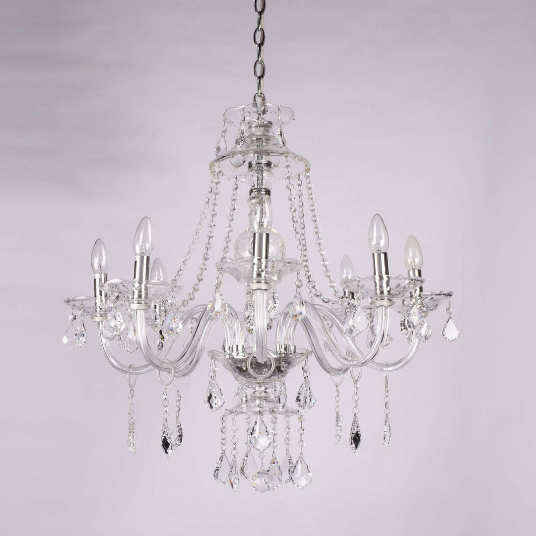 Jade 8 lights clear glass and crystals chandelier