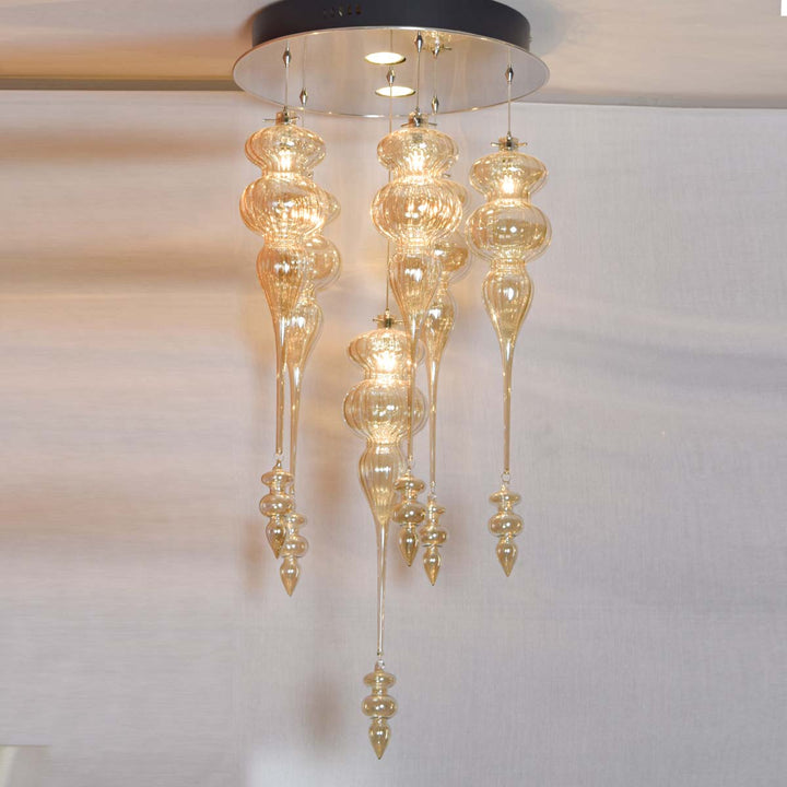 Suri Set of 6 Champagne Glass Pendant Light