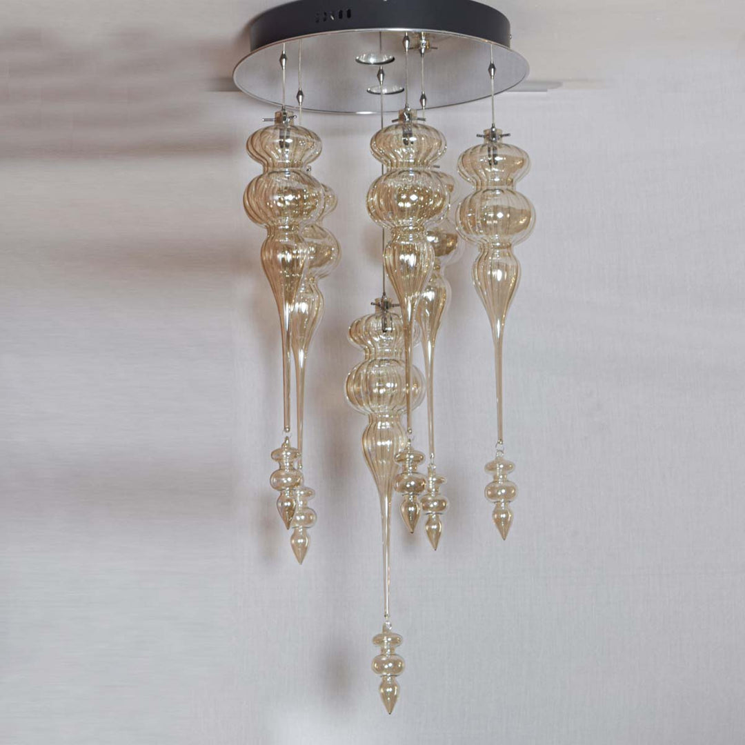 Suri Set of 6 Champagne Glass Pendant Light