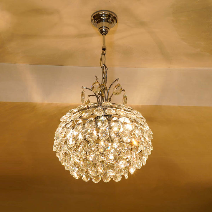 Carlo Chrome Finished Pendant With Sparking Clear Pear Shaped Crystals in Decoration