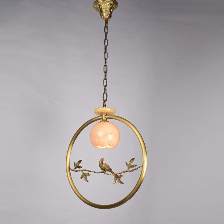 Isla Brass Antique Finish Pendant With Marble