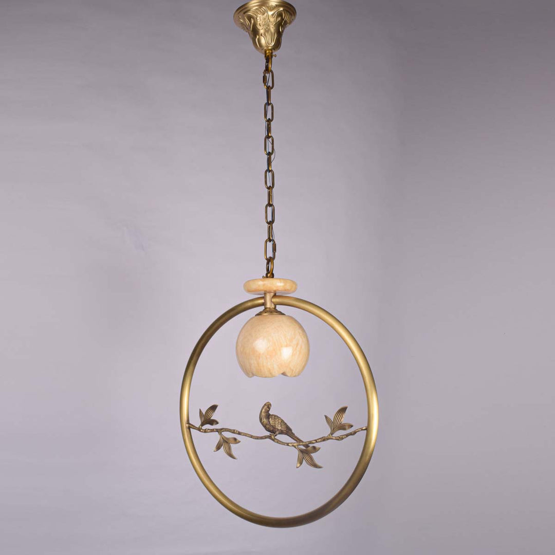 Isla Brass Antique Finish Pendant With Marble