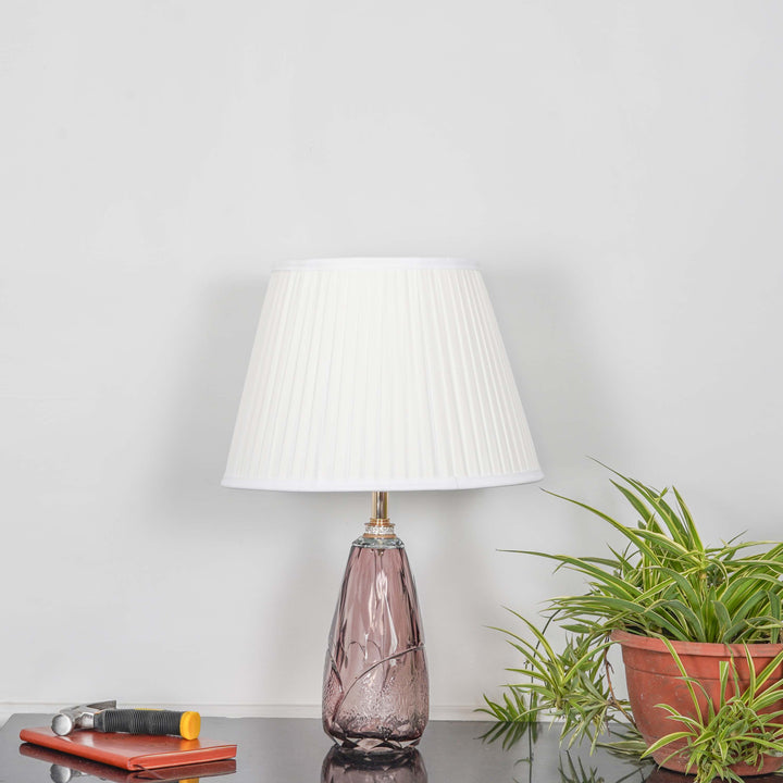 DITTY Champagne Color Solid Crystal glass And Brass Finish Metal With White Cotton Shade