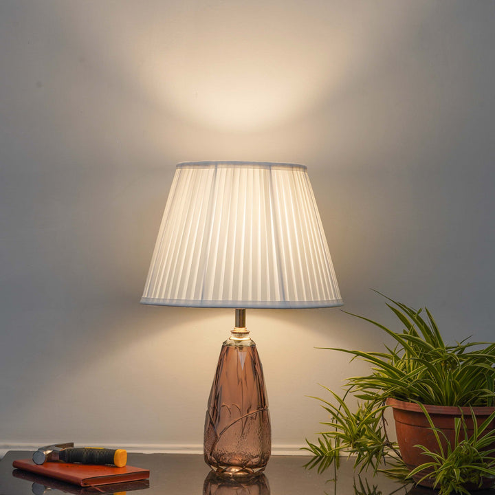 DITTY Champagne Color Solid Crystal glass And Brass Finish Metal With White Cotton Shade
