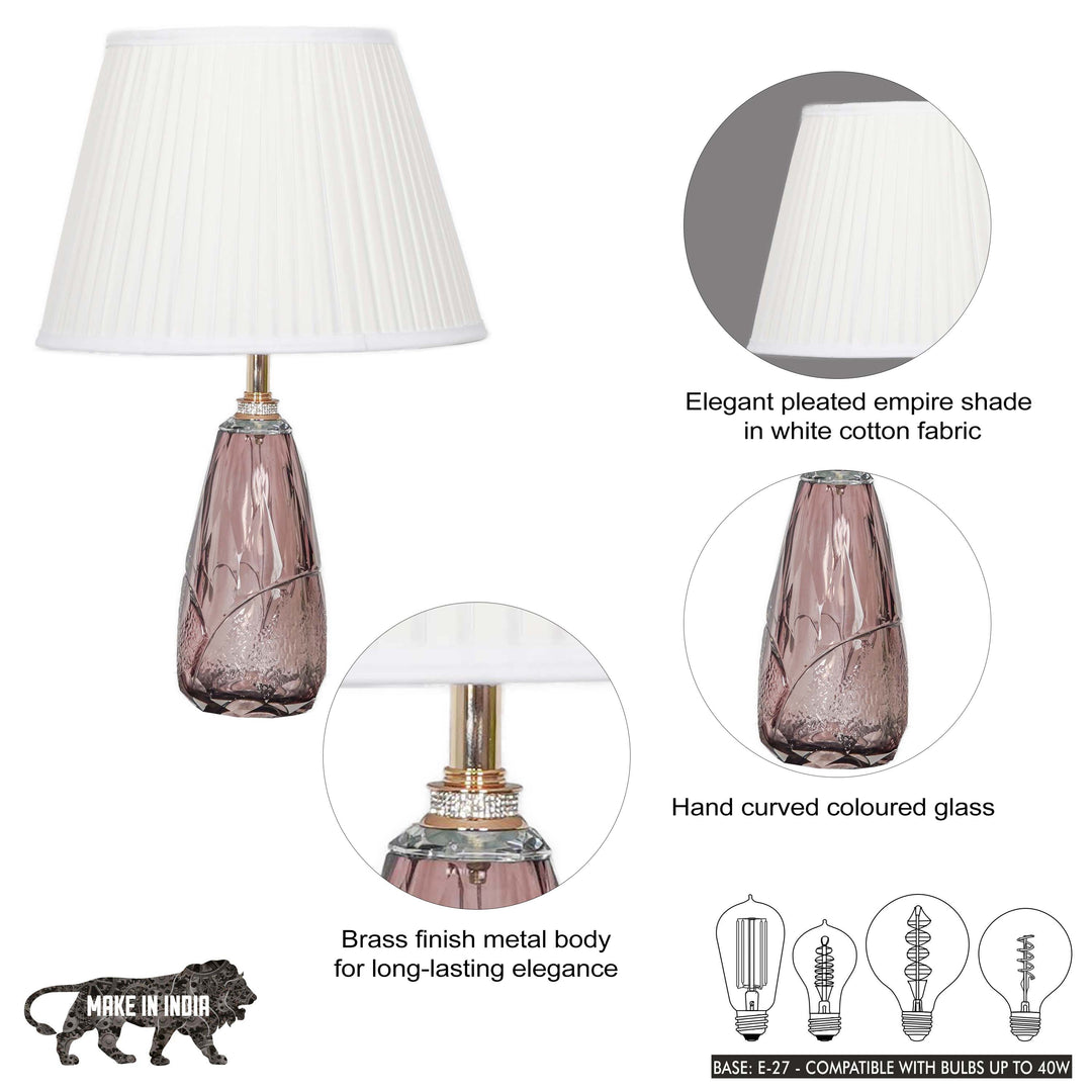 DITTY Champagne Color Solid Crystal glass And Brass Finish Metal With White Cotton Shade