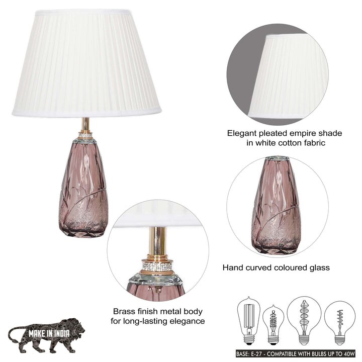 DITTY Champagne Color Solid Crystal glass And Brass Finish Metal With White Cotton Shade