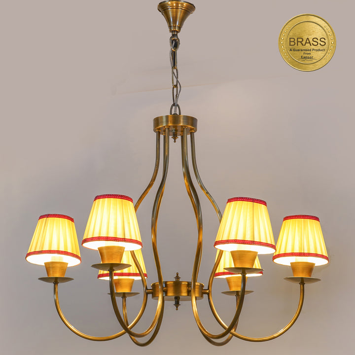 POWELL 6 Arms Brass Chandeleir Light