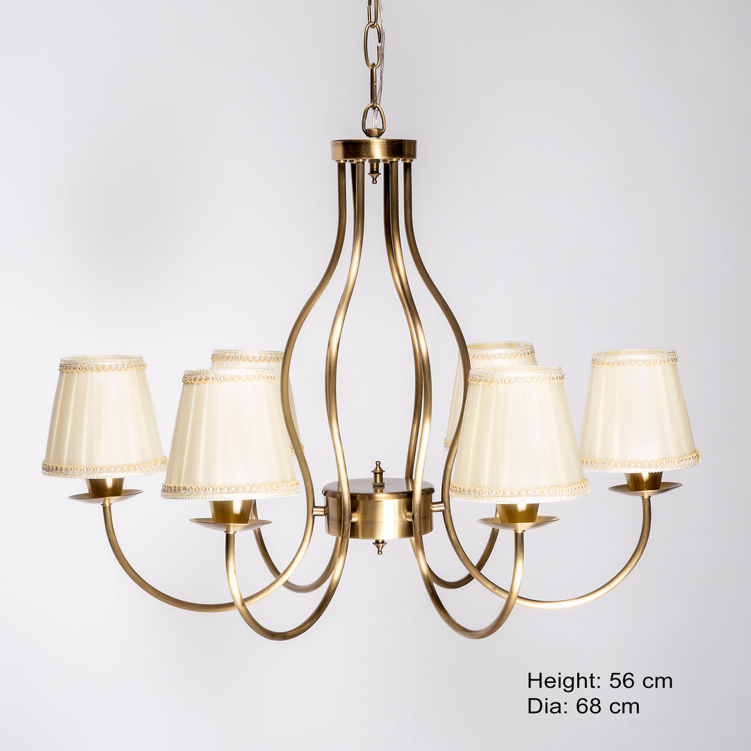 POWELL 6 Arms Brass Chandeleir Light