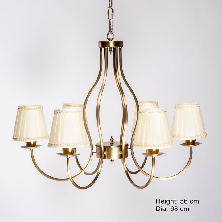 POWELL 6 Arms Brass Chandeleir Light